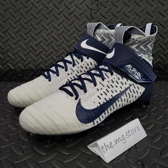 Nike Alpha Menace Elite 2 White/Navy Football Cleat Men's Sz 11.5 BV2077 101